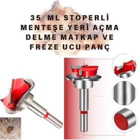 Resim 35 Mm Stoperli Menteşe Yeri Açma Delme Matkap Ve Freze Ucu Panç 