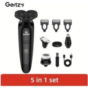 Resim Dashanshop Usb Şarjlı Akıllı Dijital Ekranlı Burun Tüyü Makası Yüz Temizleme 5li 1 Arada Erkek Elektrikli Tıraş Makinesi 5i 1 Arada Set Babalar Günü Hediyesi 