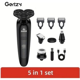 Resim Dashanshop Usb Şarjlı Akıllı Dijital Ekranlı Burun Tüyü Makası Yüz Temizleme 5li 1 Arada Erkek Elektrikli Tıraş Makinesi 5i 1 Arada Set Babalar Günü Hediyesi 