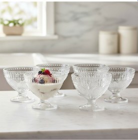 Resim Güneş Desen Dondurma Tatlı Çerez Cam Kase Takımı 6 X 260 Ml Şeffaf 