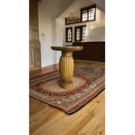 Resim Wooden Ahşap Tekli Mantar Yan Sehpa Modern Tütün Renk Fiskos 