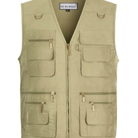 Resim Erkekler için Poplin Dış Mekan Seyahat Spor Çok Cepli Yelekler İş Kullanımlı Av Balıkçılık Hafif Tekstil Dış Giyim Rahat Yelek 