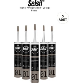 Resim Selsil Genel Amaçlı Beyaz Silikon 280 Gr. 5 Adet Beyaz 