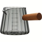 Resim 1 adet İtalyan tarzı cam kahve fincanı, 6oz, tekrar kullanılabilir, izole edilmiş, çok amaçlı, ahşap saplı, desensiz, kahve, çay ve sıvı ölçümü için 