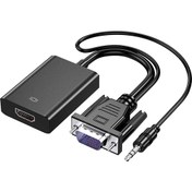 Resim VGA HDMI Aktif Dönüştürücü VGA To HDMI Kablolu VGA Erkek HDMI Dişi VGA In HDMI Out Converter 