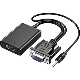 Resim VGA HDMI Aktif Dönüştürücü VGA To HDMI Kablolu VGA Erkek HDMI Dişi VGA In HDMI Out Converter 