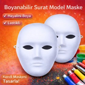 Resim Similar Boyanabilir Surat Model Maske – Lastikli Kendin Tasarla 