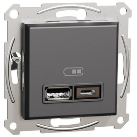 Resim Eph2700371 Asfora Antrasit Usb Şarj Prizi 2.4a Typea+c Çerçevesiz 