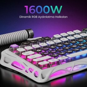 Resim GravaStar Mercury V75 HE Hall Effect Manyetik Switch Gaming Klavye, Hot-Swappable, Rapid Trigger, 8000Hz, 0.125ms Ultra Düşük Gecikme, Kablolu, RGB Işıklı, İngilizce Q, Mecha Gray 