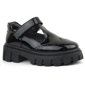 Resim Rakerplus Siyah Rugan Cırtlı Kız Çocuk Okul Ayakkabı Siyah 