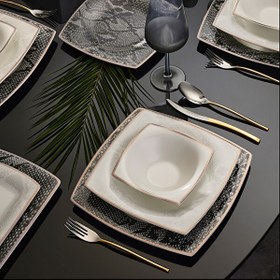 Resim Karaca Fine Pearl Şahmeran 62 Parça 12 Kişilik Yemek Takımı Gold 