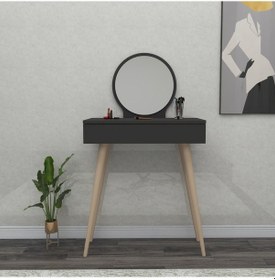 Resim Arnetti Siena Makyaj Masası Aynalı Ahşap Ayaklı Antrasit 