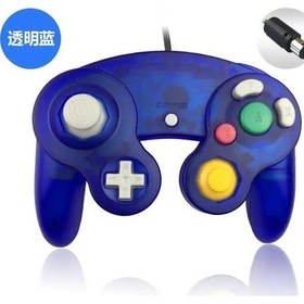 Resim Ngc Gamepad İçin Şeffaf Mavi-şeffaf Renk Gc İçin G-amec-ube İçin Tek Düğme Kablolu Oyun Denetleyicisi Joystick 