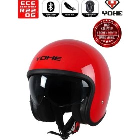Resim Yohe Motosiklet Kaskı 880-VESPA-RED-SHINY 