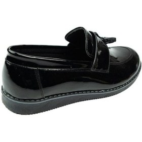 Resim Minican Mc-184-26 Püskül Detaylı Çocuk Loafer Ayakkabı Siyah Rugan 