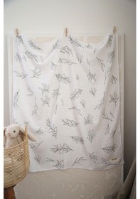 Resim Müslin Yaprak- Oeko-tex Sertifikalı %100 Pamuk 2 Katlı 110x115 Cm Bebek Müslin Battaniye & Örtü Ekru 