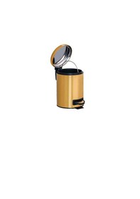 Resim Metal Gold Renkli Pedallı Ofis Banyo Wc Çöp Kovası 5 Lt İç Kovalı Altın 