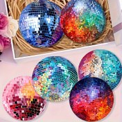 Resim 6 adet Set, Disco Ball Coaster, İzoleli ve Anti-scalding Mat, Kafeler, Ofisler, Mutfaklar, Restoranlar için Uygun, Doğum Günü Noel Hediyeleri 