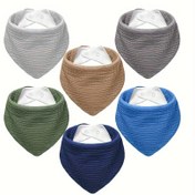 Resim 6 Paket Yumuşak Muslin Bebek Önlüğü - Üçgen Snap Kapatma Bebek Önlüğü, Diş Çıkarma, Karışık Renkler (Bej, Mavi, Yeşil, Kahverengi, Siyah, Beyaz) - Erkek ve Kızlar İçin Unisex, Kolay Temizlenebilir ve Dayanıklı, Bebek Önlüğü, Diş Çıkarma Aksesuarları, Basit Tasarım, Rahat Uygunluk, Yeni Ebeveynler 