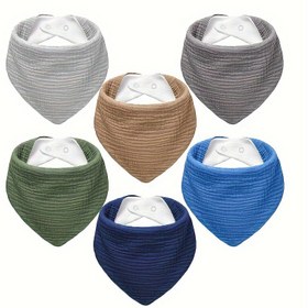 Resim 6 Paket Yumuşak Muslin Bebek Önlüğü - Üçgen Snap Kapatma Bebek Önlüğü, Diş Çıkarma, Karışık Renkler (Bej, Mavi, Yeşil, Kahverengi, Siyah, Beyaz) - Erkek ve Kızlar İçin Unisex, Kolay Temizlenebilir ve Dayanıklı, Bebek Önlüğü, Diş Çıkarma Aksesuarları, Basit Tasarım, Rahat Uygunluk, Yeni Ebeveynler 