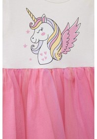 Resim DeFacto Kız Bebek Unicorn Baskılı Kısa Kollu Yazlık Tül Elbise E8723A525SMER105 