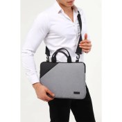 Resim D'Vers Siyah Su Geçirmez Fermuar Detayli 15.6'' Darbeye Karşi Korumali Kilif Notebook Laptop white Çantasi 