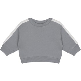 Resim Beyaz Kontrastlı Gri Sweatshirt ve Pantolon Set - Gri / 0-3 Ay 