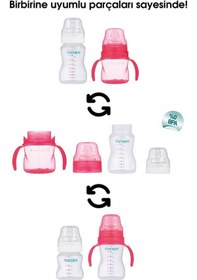 Resim Mamajoo Kulplu Eğitici Bardak 160ML & Silver Biberon 250ML Pembe 