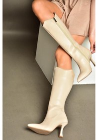 Resim Fox Shoes R820020109 Ten İnce Topuklu Kadın Çizme Ten 