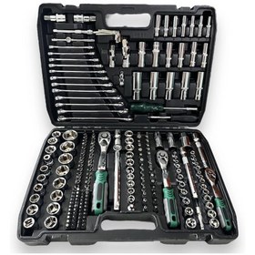 Resim Tam Profesiyonel Germany 72 Diş Eğik Cırcır 216 Parça Lokma Takımı Oto Tamirci Tam Set 1/2-3/8-1/4 