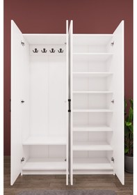 Resim Asra Trend Vestiyer & Portmanto V-08 %100 MDF 4 Kapaklı Geniş Ayakkabılık Beyaz 