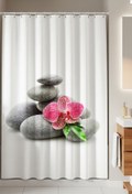 Resim Tropikhome Banyo Perdesi Spa Desen Duş Perdesi Baskılı Polyester Kumaş Banyo Perdeleri 180x200cm 