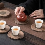 Resim 1 Adet Şık Japon Lotus Desenli Katı Ahşap Bardak Altlığı - Dayanıklı, Estetik Çay & Kahve Fincanı Matı Kabartmalı Tasarım | Ev Dekoru, Mutfak Kullanımı & Tatil Hediyesi İçin İdeal (Halloween/Noel/Paskalya/Şükran Günü), Lotus Ev Dekoru İçin 