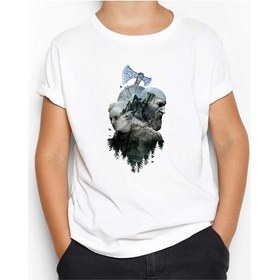 Resim God Of War Ragnarok Atreus Kratos Siluet Beyaz Çocuk Tişört Beyaz 