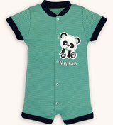 Resim bebizu Panda Baskılı Çizgili Çıtçıtlı Kısa Tulum 