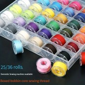 Resim 25/36 adet/set Dikiş İpi ile Bobin, 25/36 Izgara Kutulu Renkli Bobinler, Dikiş Makinesi için Pratik Yedek Basit Kurulum Ev için 