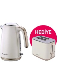 Resim Berghoff Gem Pearl 1.7 Litre Vanilya Krem Rengi Gold Modern Su Isiticisi ve Berghoff Ekmek Kizartma Makinesi 