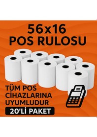 Resim 56x16 Termal Pos Kağıdı Rulosu 20'li - Tüm Pos Cihazlara Uyumlu 