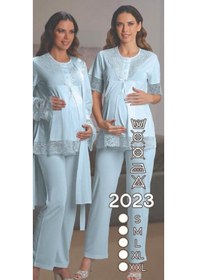 Resim Nehirsel 2023 Mavi Hamile Lohusa 3 Lü Pijama Sabahlık Tk 001 