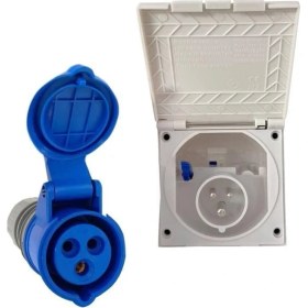 Resim Dış Elektrik Priz Fiş Seti Kapaklı Emniyetli 16Ah - Beyaz 