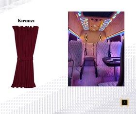 Resim Minibüs Perdeleri (Kornişsiz) - Kırmızı 