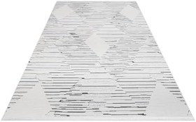 Resim Parşömen Gri Geometrik Modern Geometrik Etnik Desenli Boho Makinada Yıkanabilir Hafif Hav Toz Vermez Leke Tutmaz Kaymaz Taban Dijital Makine Baskı Halı Oturma Odası Salon Yolluk Koridor Mutfak Halısı 