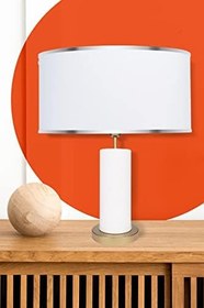 Resim MİNİMAL E-TİCARET & BİLGİ TEKNOLOJİLERİ Maxi Beyaz - Gold Abajur (Beyaz) 