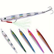 Resim 5 adet Kurşun Jig Oltaları, Karma Renk Demir Metal Oltalar, Gelişmiş Yansıtıcı Lazer Vücutu, Sert Paillette ile Üçlü Kancaları Tuzlu Su ve Taze Su Balıkçılığı için - SKU Paketi 