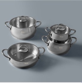 Resim Hsr-hisar Verona 8 Parça Çelik Tencere Seti Gümüş 