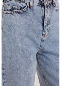 Resim Tudors Kadın Regular Fit Klasik Kesim Baggy Pamuklu Geniş Paça Açık Mavi Jean Pantolon-39513 