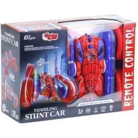 Resim Uzaktan Kumandalı Full Fonksiyon 2.4 Şarjlı Buhar Atan Akrobat Araba Kırmızı Örümcek Adam 