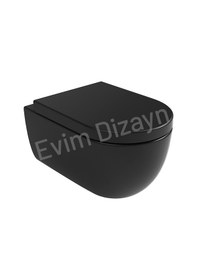 Resim Aqua Bagno Alpha Asma Klozet + Yavaş Kapanan Kapak -Mat Siyah 