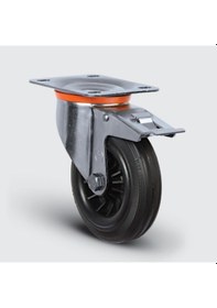 Resim SSEZ01MKR125F Paslanmaz Döner Tablalı Frenli Kauçuk Tekerlek 