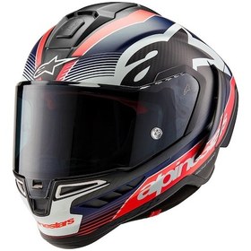 Resim Alpinestars Supertech R10 Carbon Team Spor Motosiklet Kaskı Mat Siyah Kırmızı Beyaz 